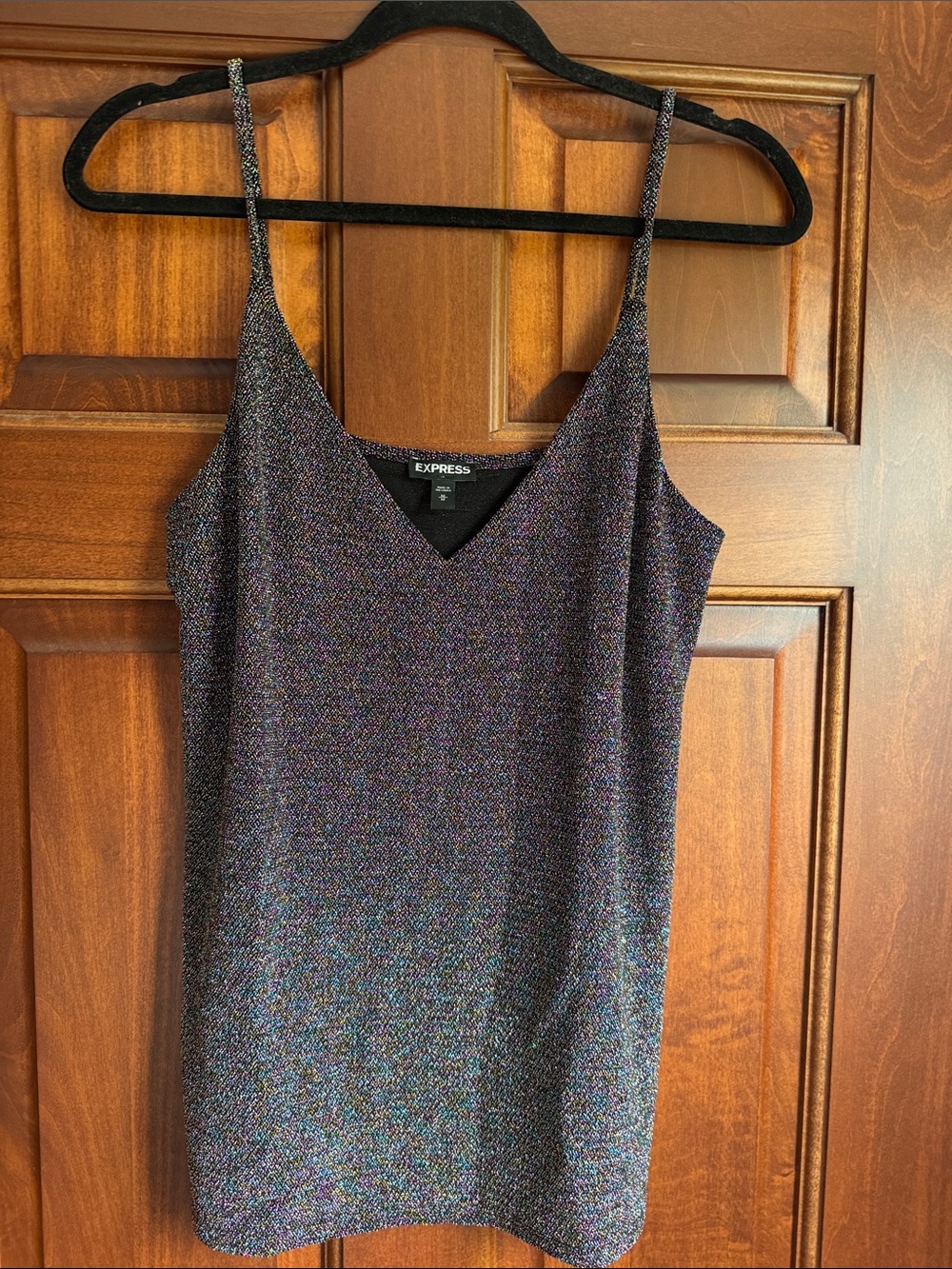 Express Multicolor Iridescent V-Neck Spaghetti Strap Cami - Purple Tones